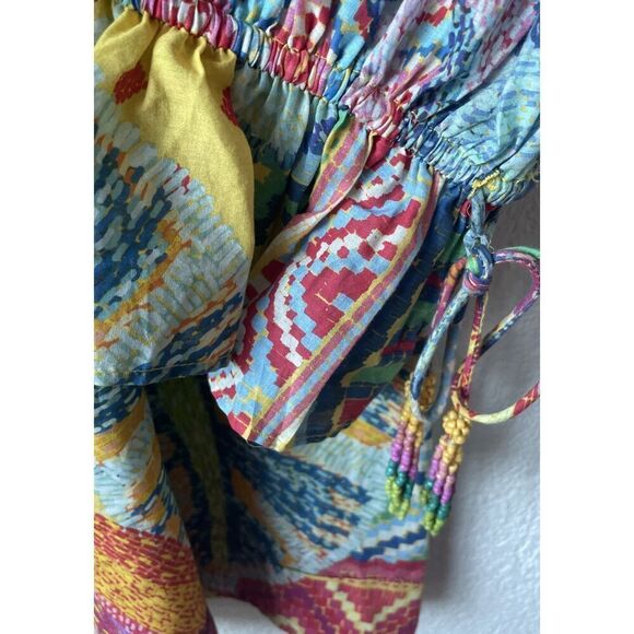 New Anthropologie Farm Rio Women's Summer Tapestry Mini Dress Smocked  - Size M - Picture 9 of 9